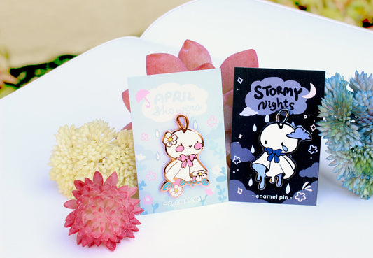 Teru Teru Bozu Large Hard Enamel Pin (April Showers, Stormy Nights)