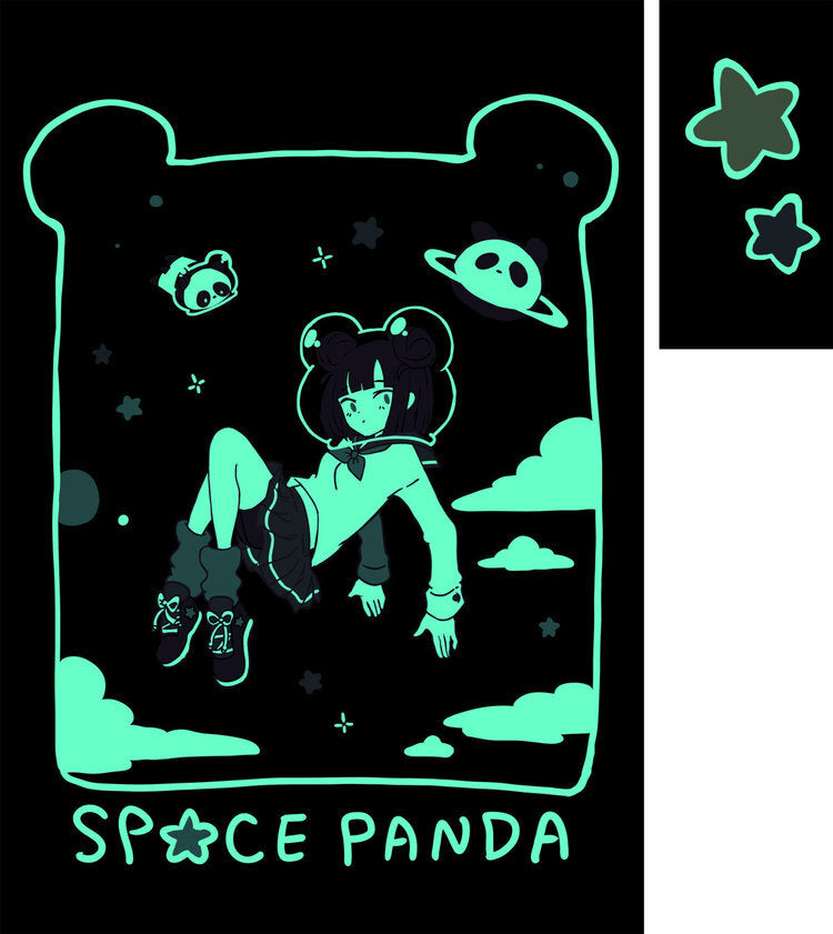 Glow-in-the-Dark Space Panda Tee / Short Sleeve Tshirt
