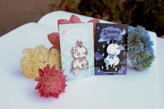 Teru Teru Bozu Large Hard Enamel Pin (April Showers, Stormy Nights)