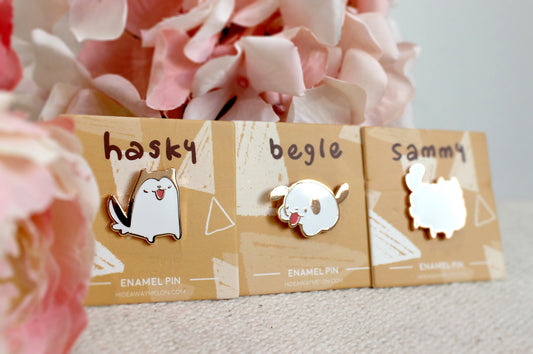 Mini Doggy Pins Set A (Hasky, Begle, Sammy) - Hard Enamel Pin