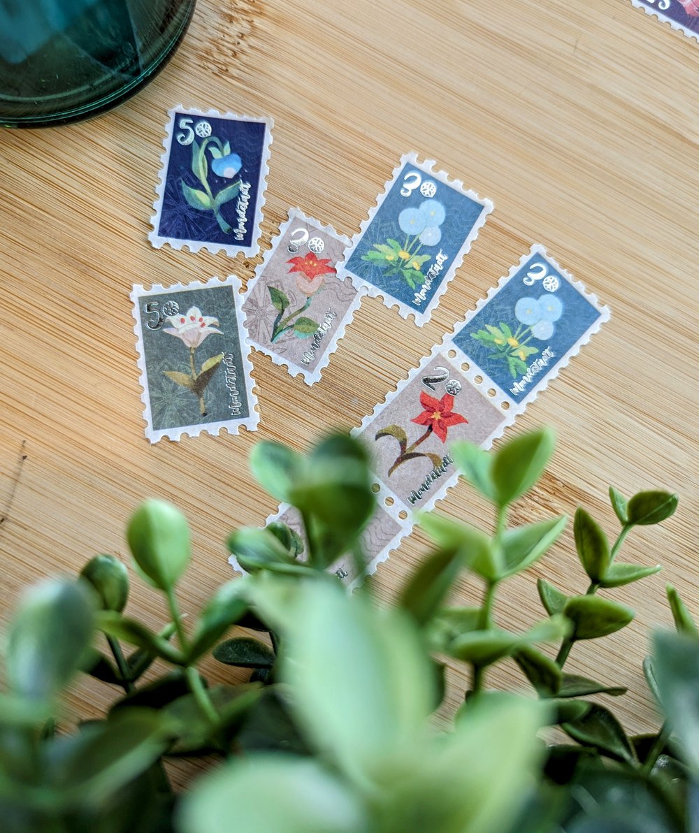 Flora of Sumeru (Stamp) Japanese Foil Washi Tape 2.5cm x 5m