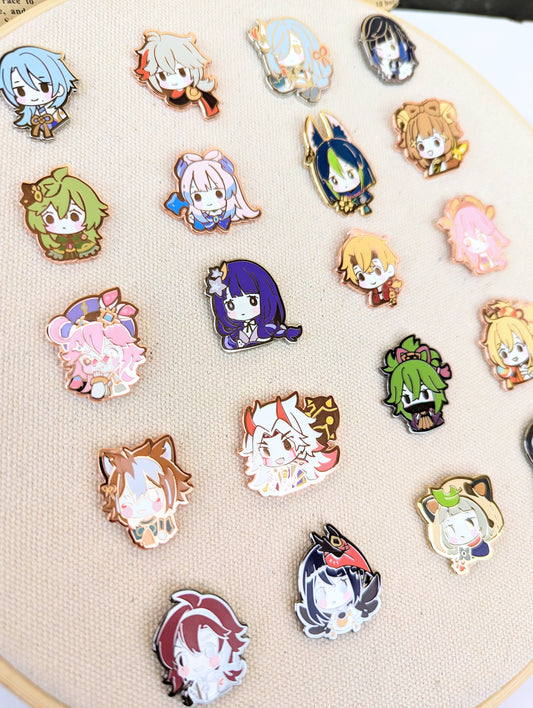 GACHA Genshin Party Chibis - Hard Enamel Pins (SET C)