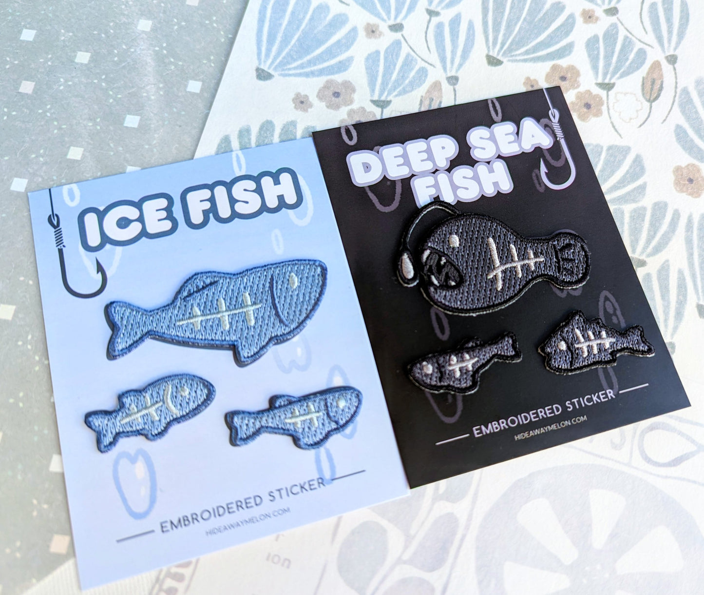 Deep Sea Fishing - Mini Embroidered Sticker Patch Set