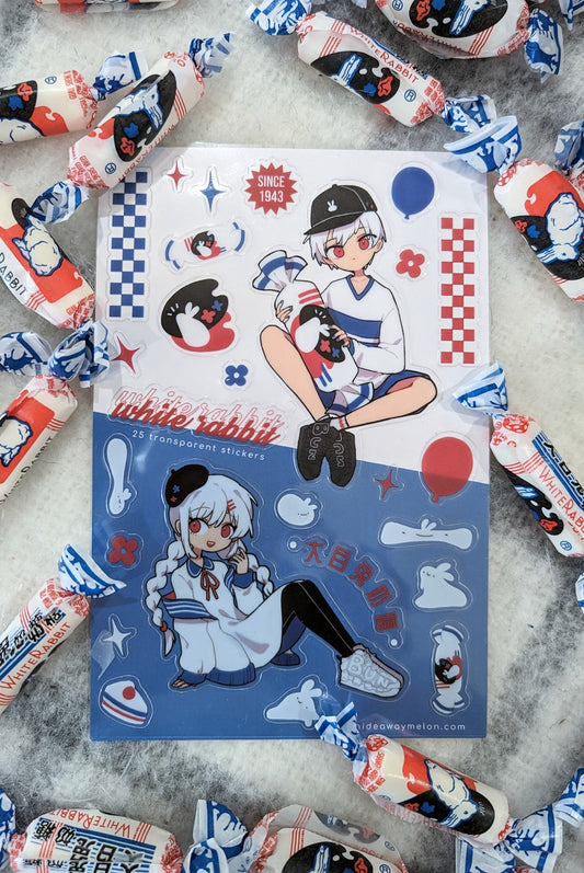 White Rabbit 4x6" Transparent Kiss Cut Sticker Sheet