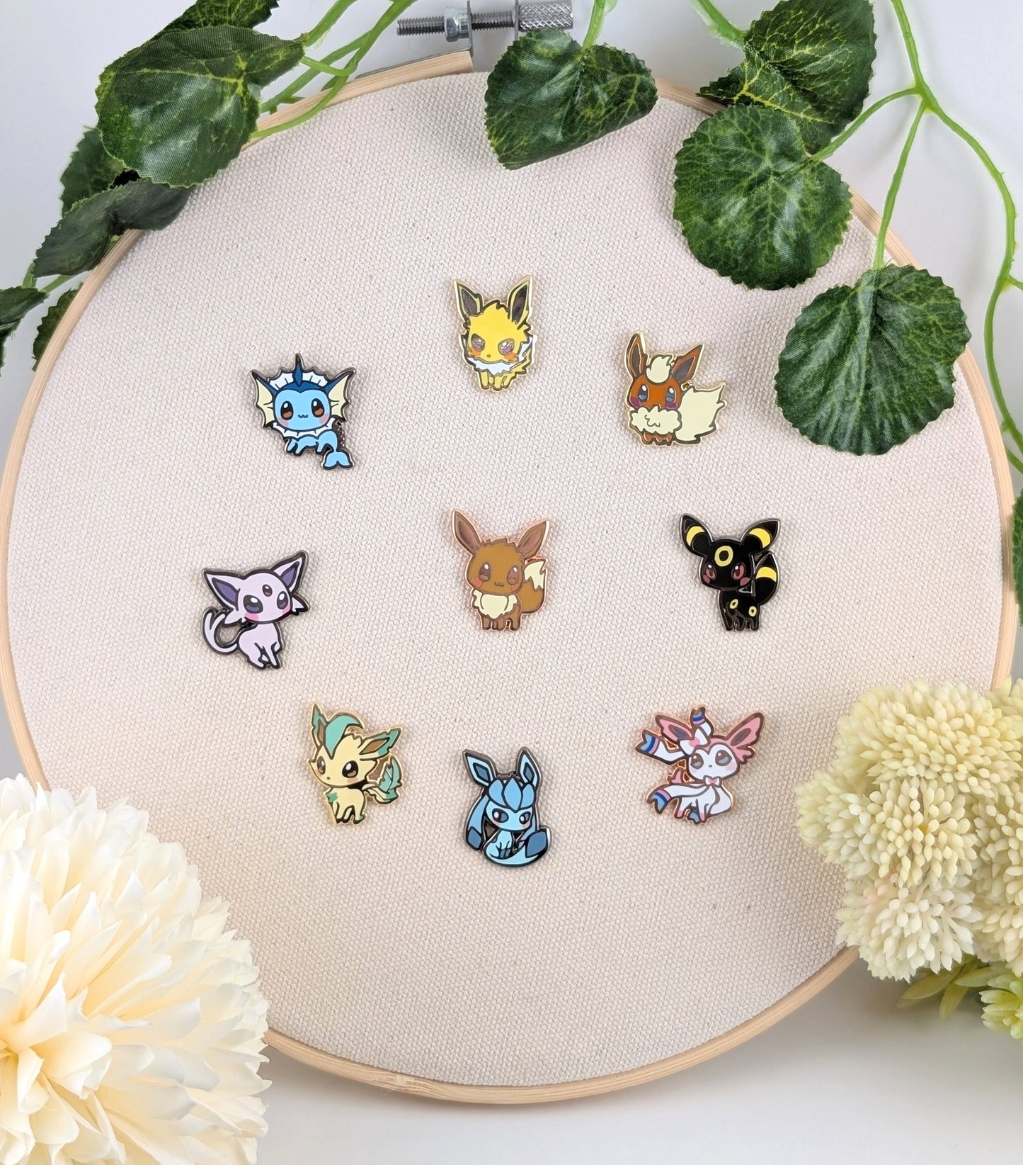 Eeveelutions (Pokemon) Hard Enamel Pins with optional Acrylic Display
