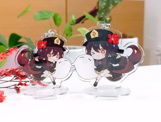 Hu Tao (Genshin Impact) - Deluxe Double-Sided Acrylic "Standee" Charm with Keychain