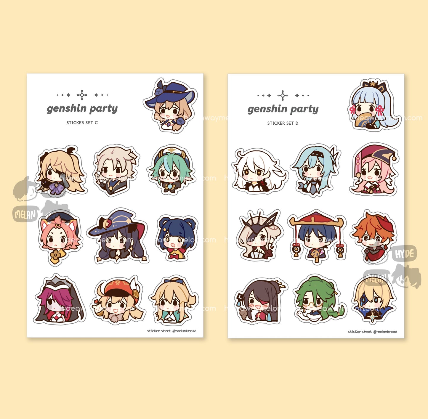 Genshin Party Chibis - Vinyl Sticker Sheets