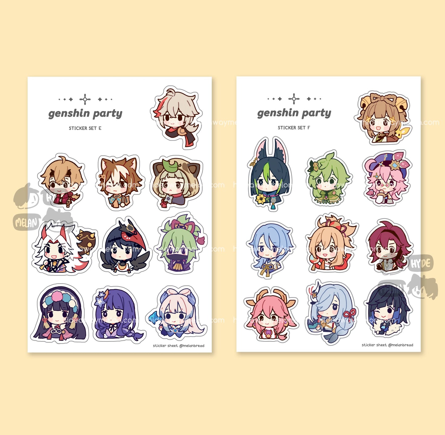 Genshin Party Chibis - Vinyl Sticker Sheets