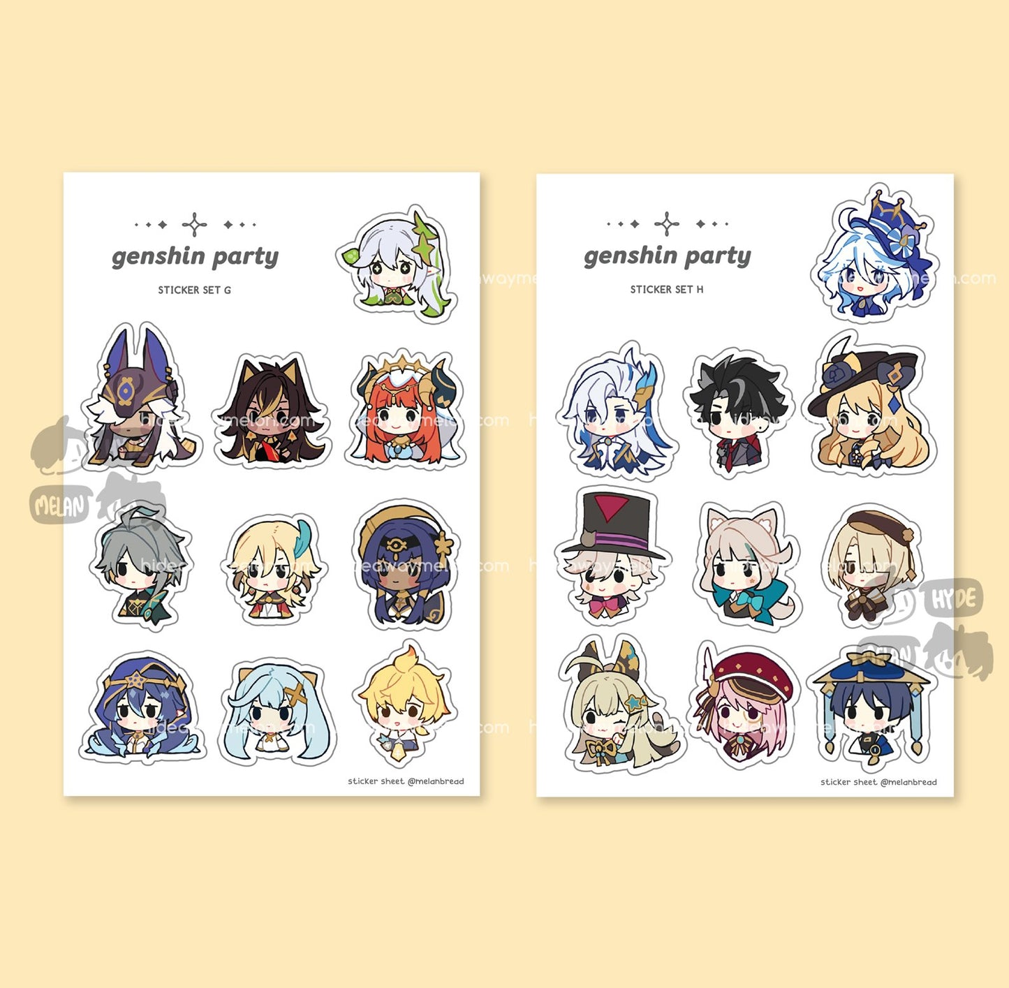 Genshin Party Chibis - Vinyl Sticker Sheets