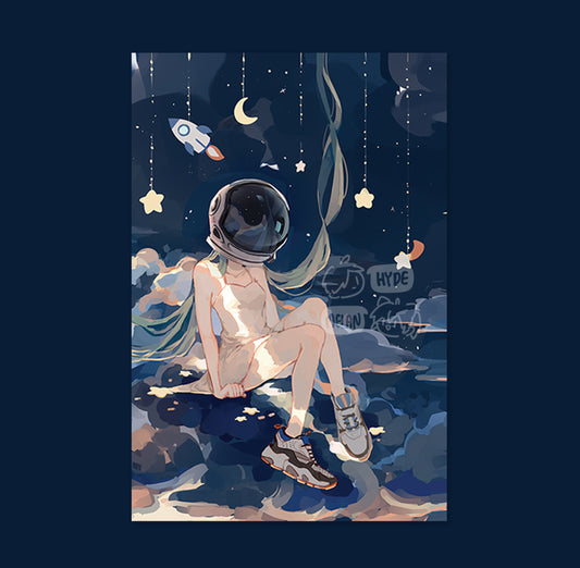 Astronaut Miku 4x6 Mini Print