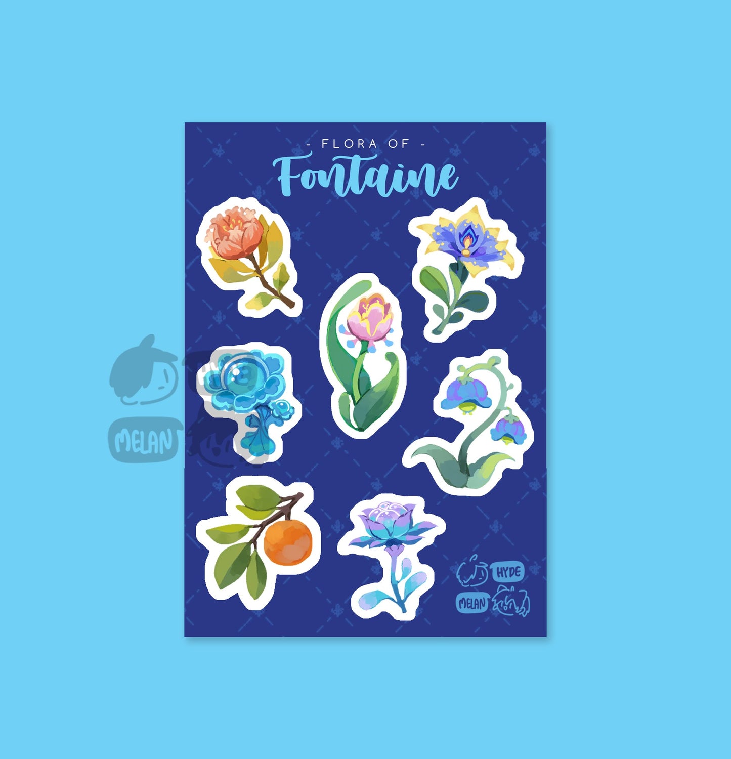 Flora of Fontaine (Genshin Impact) 3x4" Kiss Cut Sticker Sheet