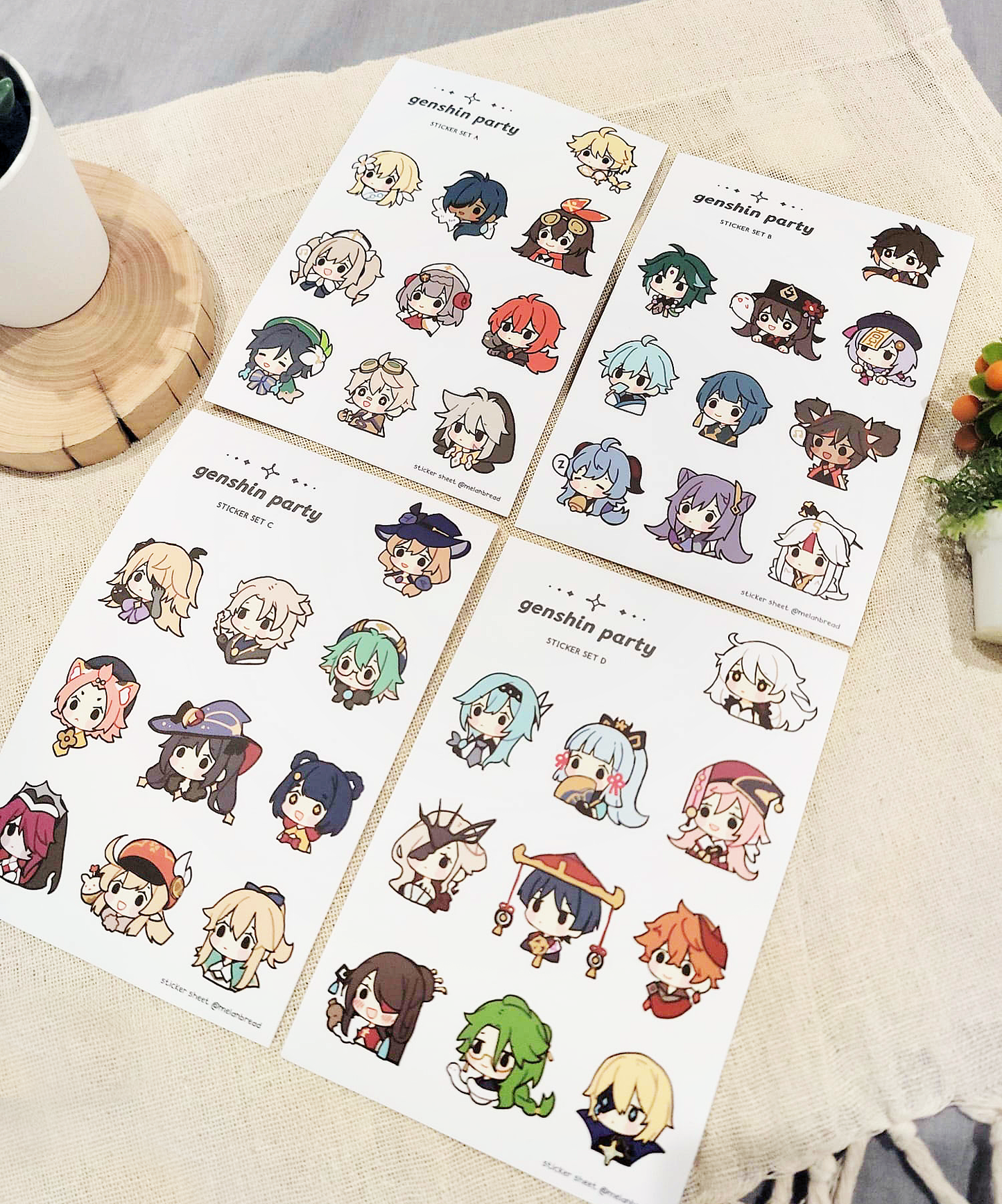 Genshin Party Chibis - Vinyl Sticker Sheets