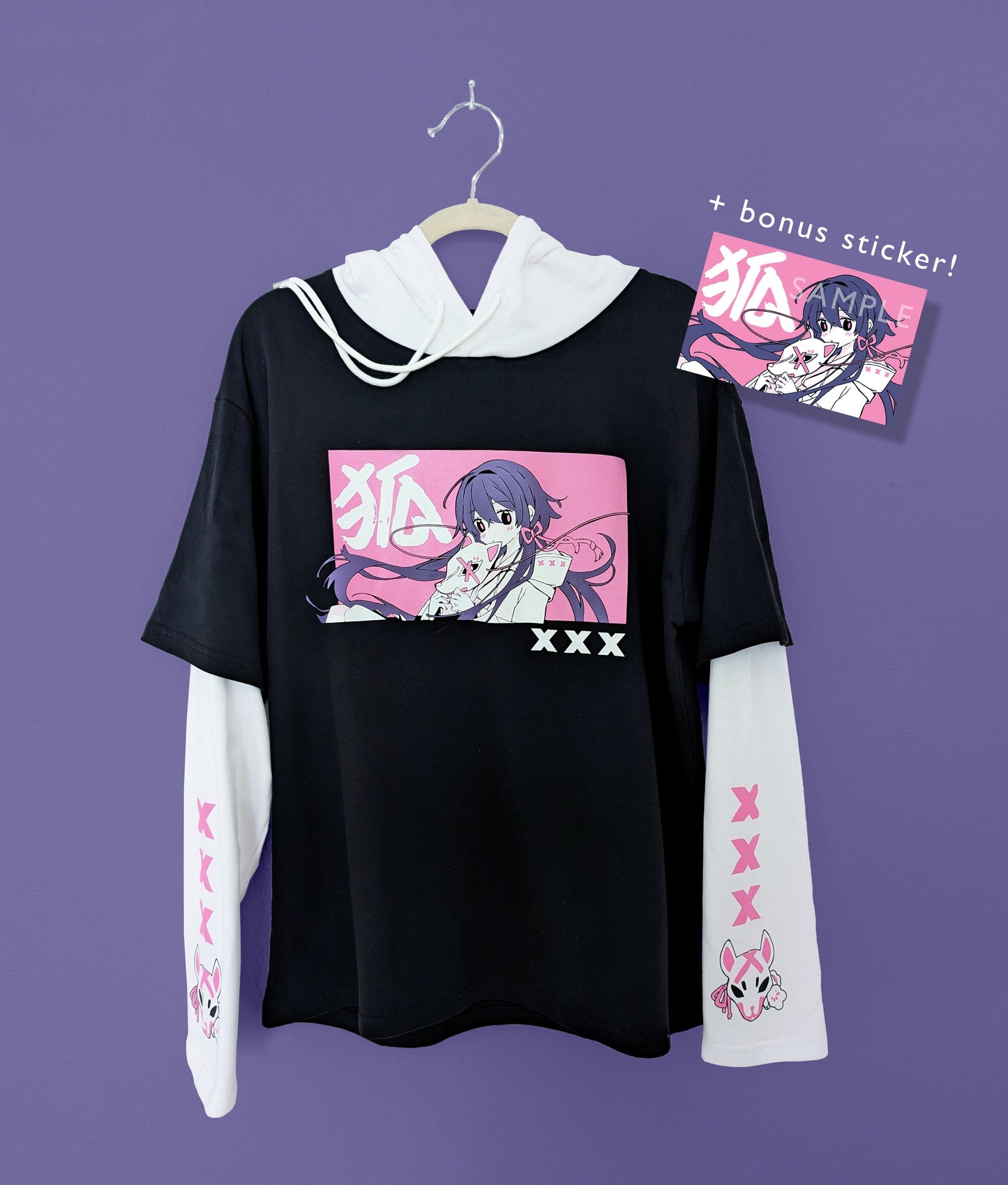 LIMITED EDITION Kitsune Mask - Long Sleeve Hoodie Tee