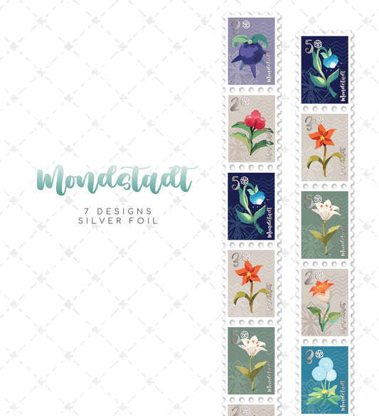 Flora of Mondstadt (Stamp) Japanese Foil Washi Tape 2.5cm x 5m