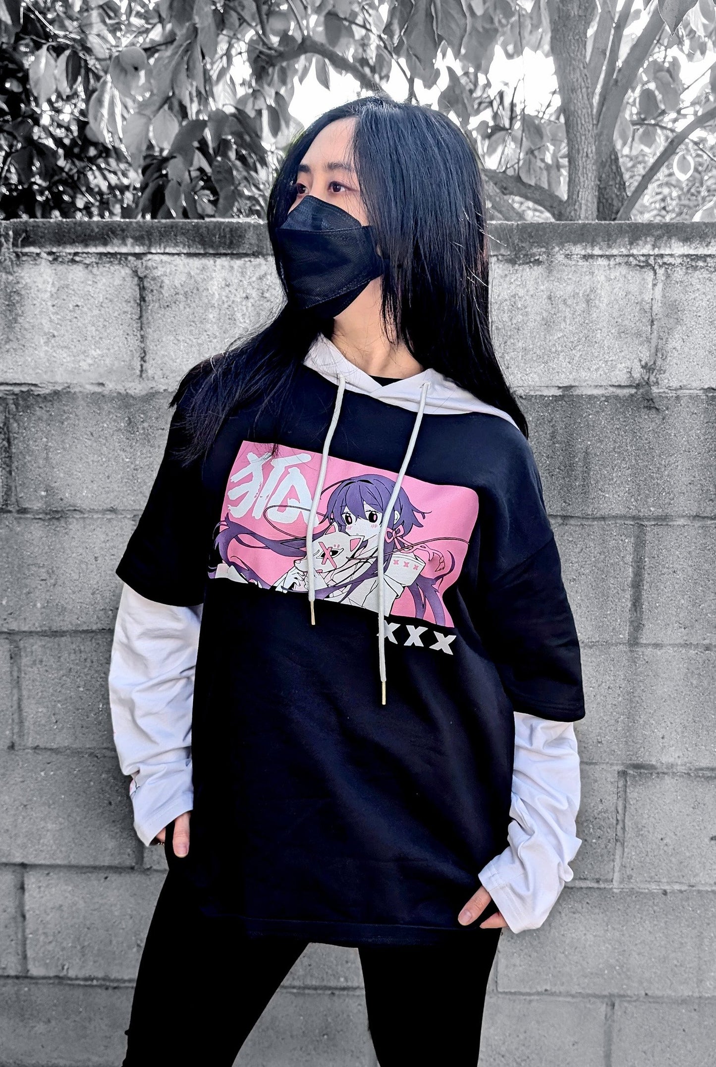 LIMITED EDITION Kitsune Mask - Long Sleeve Hoodie Tee