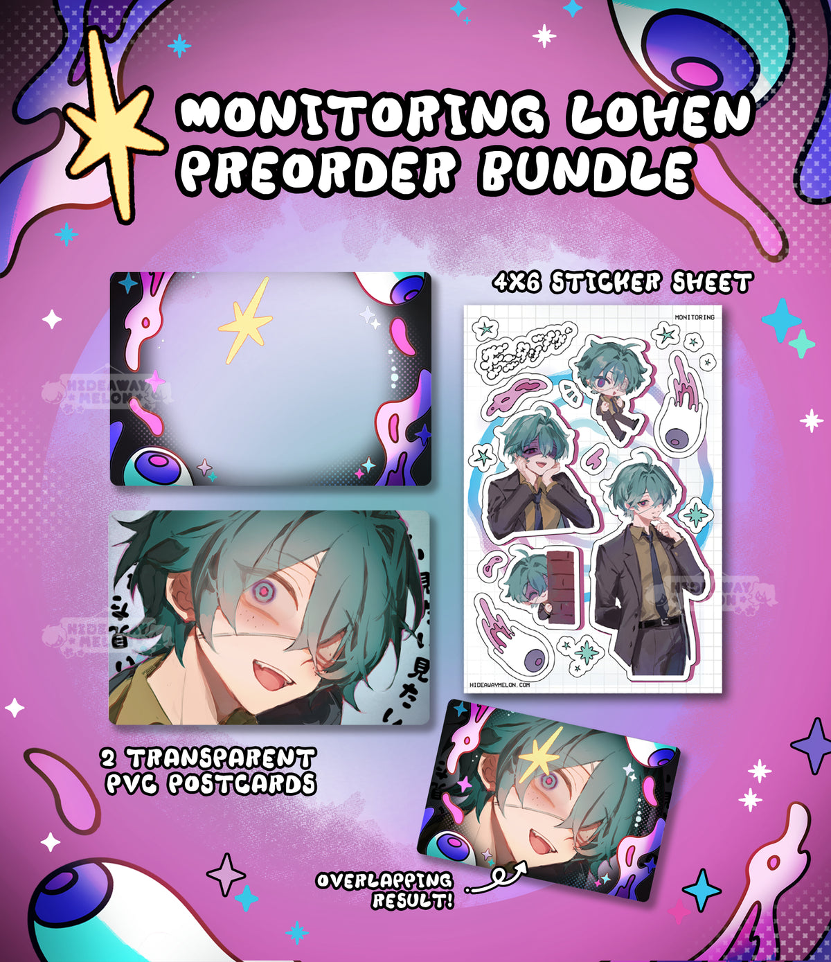 PREORDER BUNDLE - Monitoring Lohen (Genshin Impact x Hatsune Miku) PVC Postcard & Sticker Sheet Set