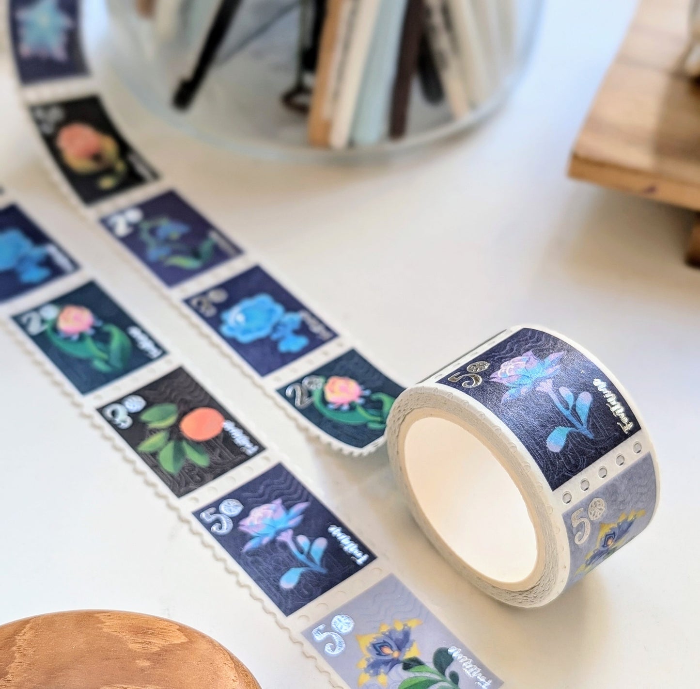 Flora of Fontaine (Stamp) Japanese Foil Washi Tape 2.5cm x 5m