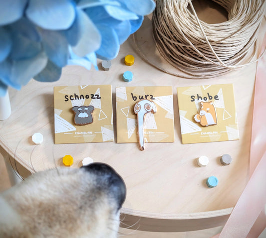 Mini Doggy Pins Set B (Schnozz, Burz, Shobe) - Hard Enamel Pin