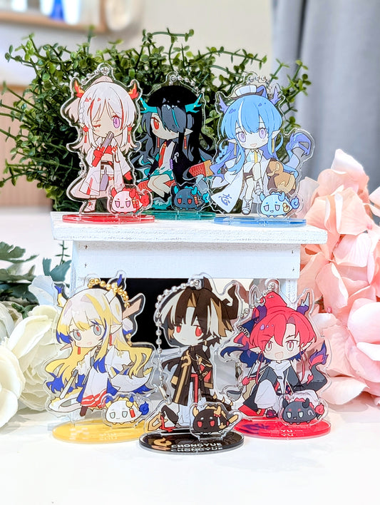 Sui Siblings (Arknights) Acrylic Standee Keychains with Mini Beans