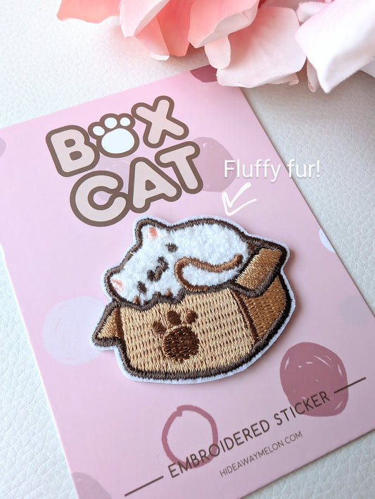 Box Cat - 2in Embroidered Sticker Patch