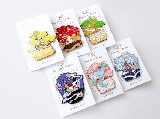 Animal Bonsai Tree Pins - Large Hard Enamel Pin