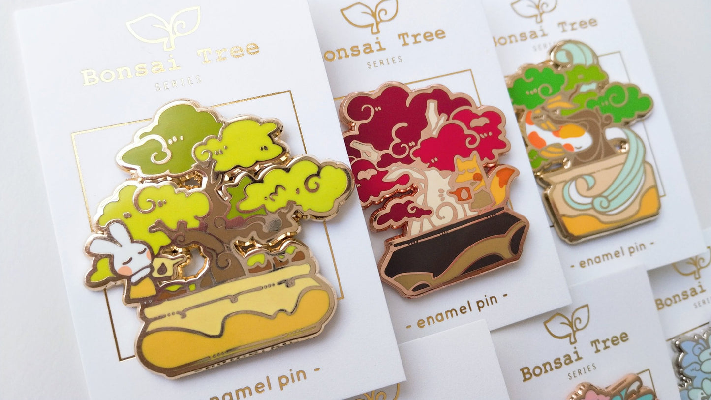 Animal Bonsai Tree Pins - Large Hard Enamel Pin
