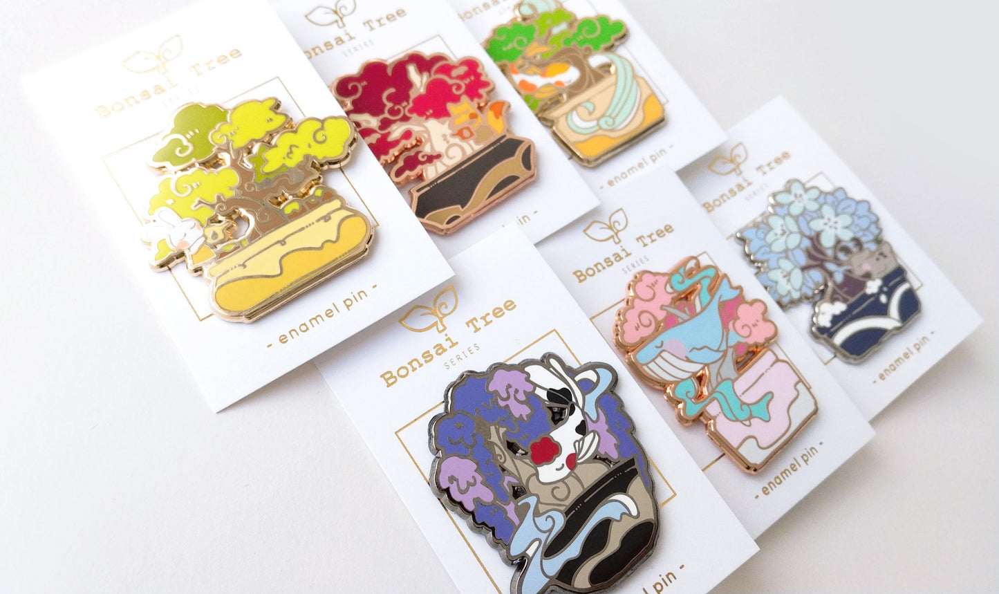 Animal Bonsai Tree Pins - Large Hard Enamel Pin
