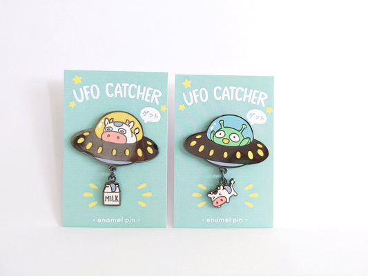 UFO Catchers (Alien and Cow) - Large Hard Enamel Pin