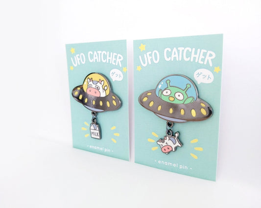 UFO Catchers (Alien and Cow) - Large Hard Enamel Pin