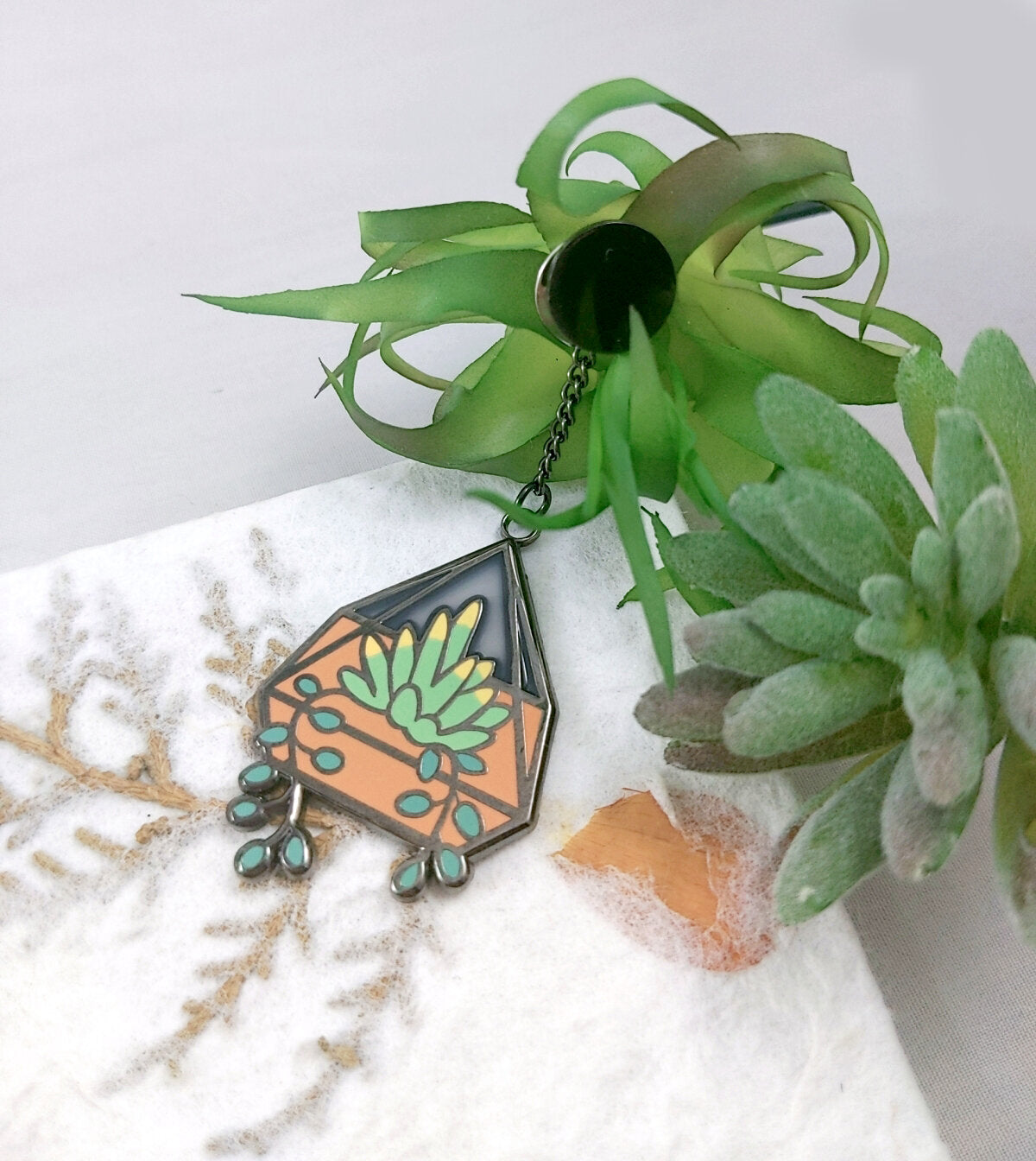 Hanging Planter Transparent Large Hard Enamel Pin
