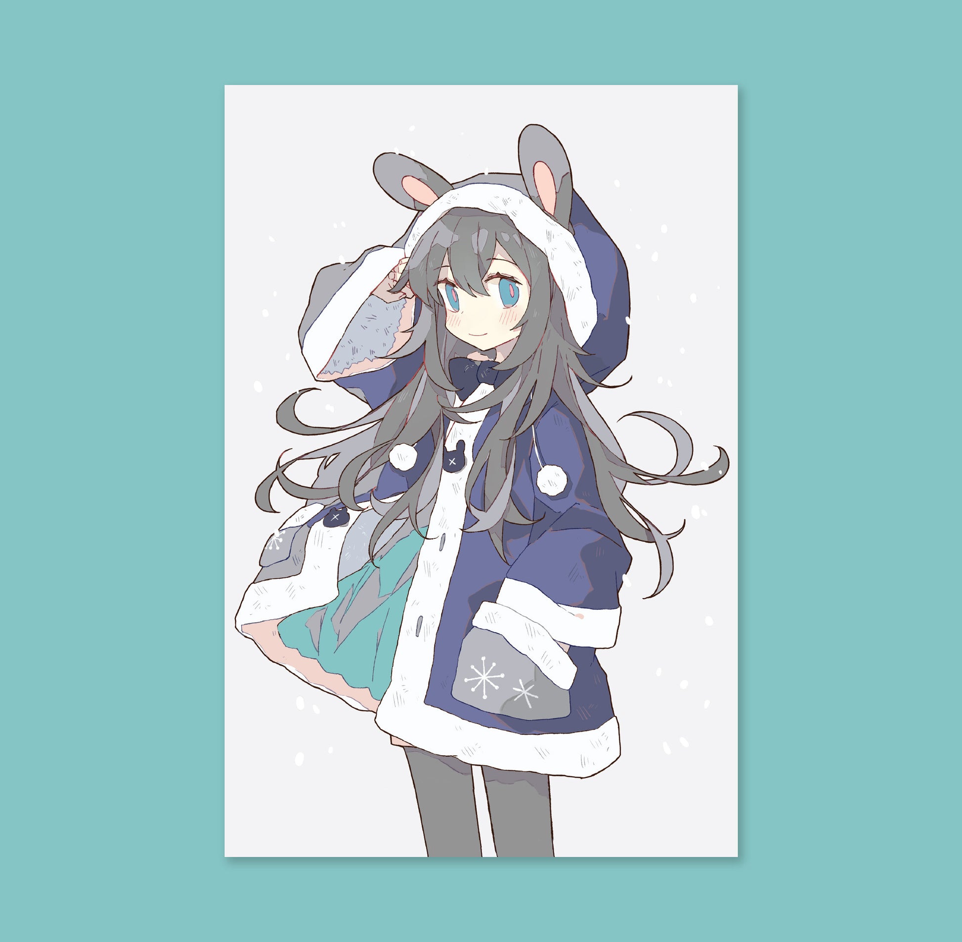 Winter Snow Bunny 4x6 Mini Print