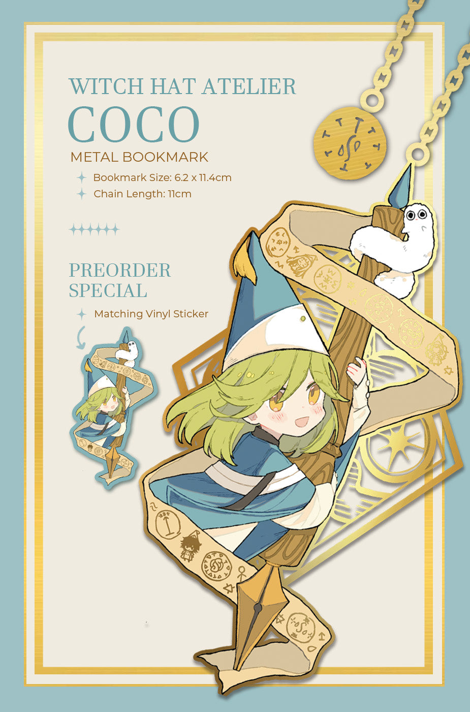 PREORDER Witch Hat Atelier Coco Gold Plated Metal Bookmarks