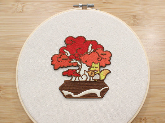 Kurume Azalea Fox Bonsai Tree - Embroidered Patch