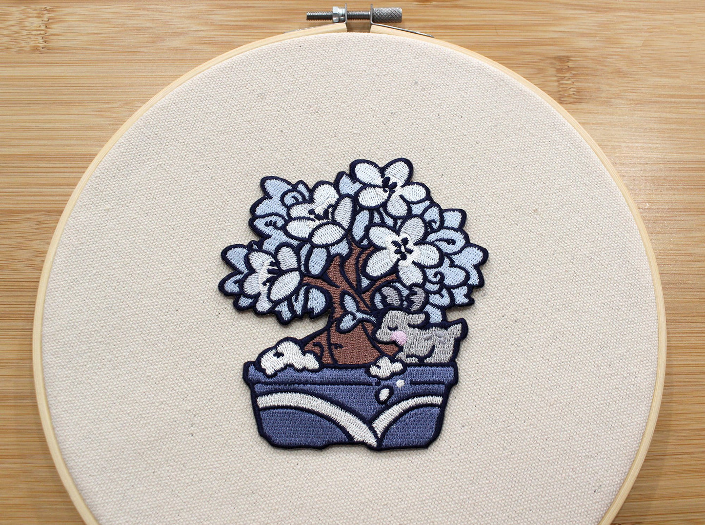 Apple Blossom Winter Fawn Bonsai Tree - Embroidered Patch