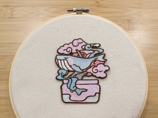 Sakura Whale Bonsai Tree - Embroidered Patch