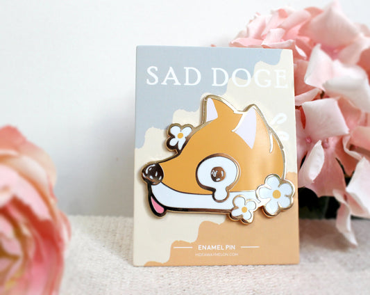 Sad Doge Large Hard Enamel Pin