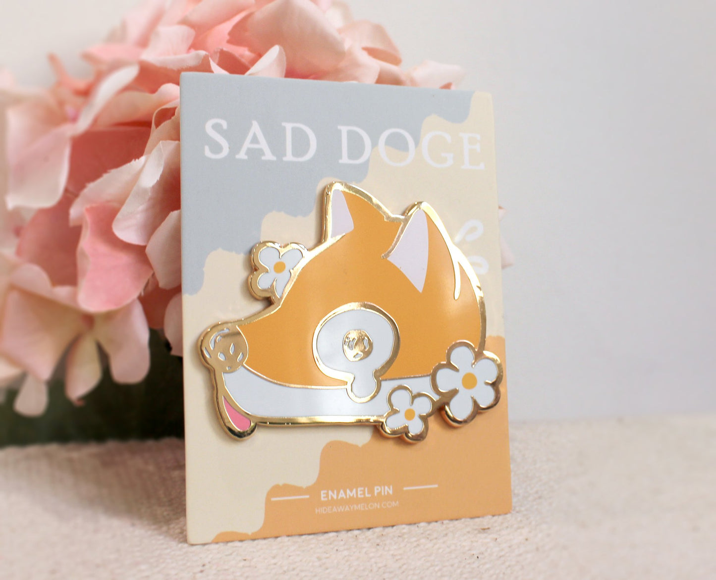 Sad Doge Large Hard Enamel Pin