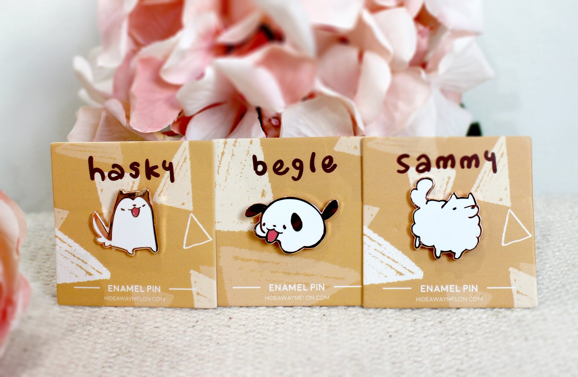 Mini Doggy Pins Set A (Hasky, Begle, Sammy) - Hard Enamel Pin