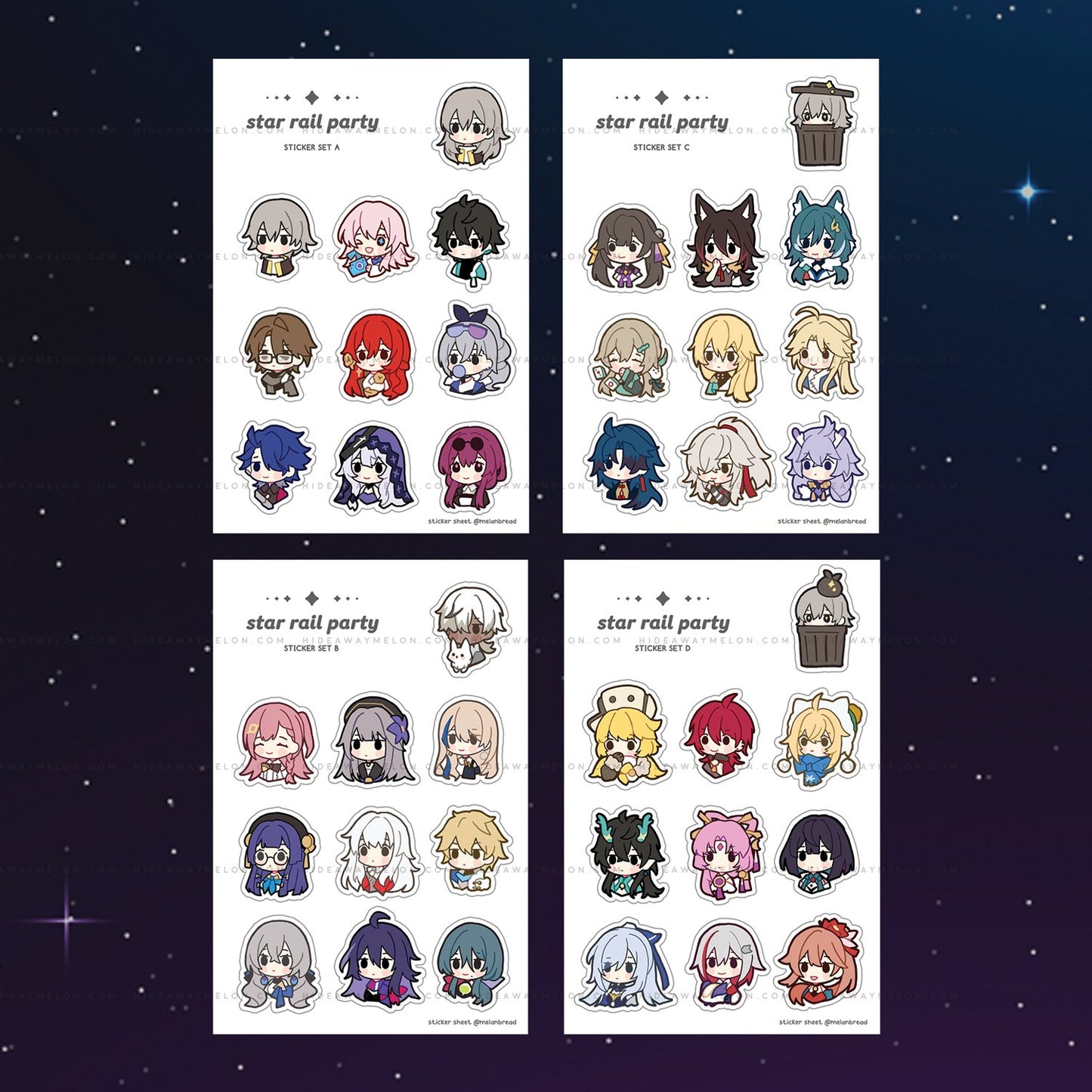 Honkai Star Rail Party Chibis - Vinyl Sticker Sheets