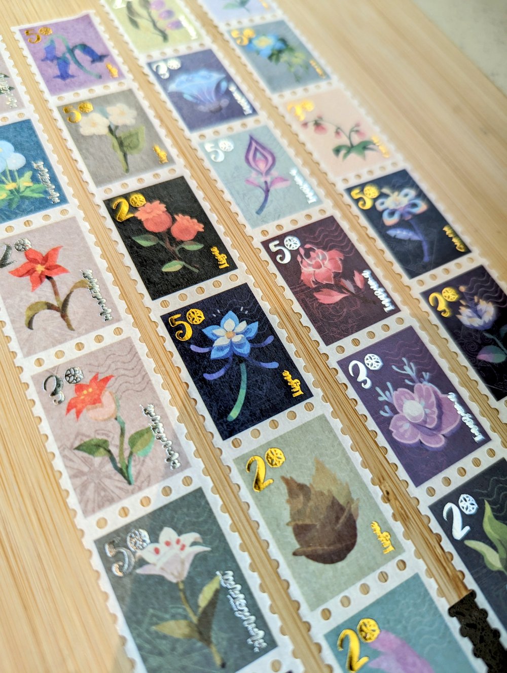 Flora of Liyue (Stamp) Japanese Foil Washi Tape 2.5cm x 5m