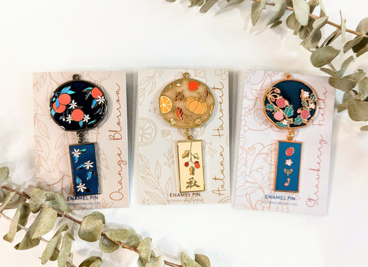 Furin Wind Chimes / Windchime (Transparent) Strawberry Fields, Autumn Harvest, Orange Blossom Large Hard Enamel Pin