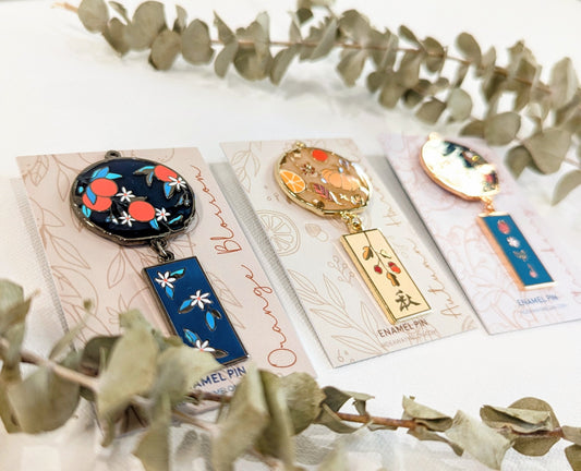 Furin Wind Chimes / Windchime (Transparent) Strawberry Fields, Autumn Harvest, Orange Blossom Large Hard Enamel Pin