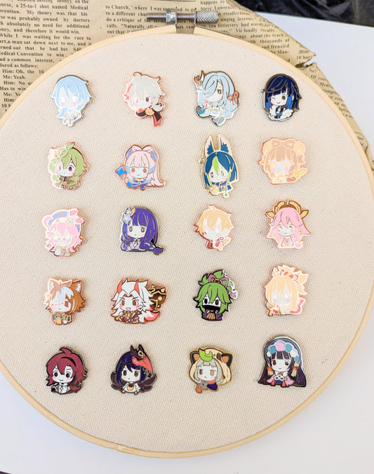 GACHA Genshin Party Chibis - Hard Enamel Pins (SET C)