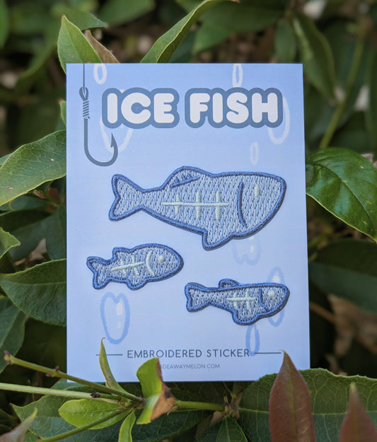 Ice Fishing - Mini Embroidered Sticker Patch Set