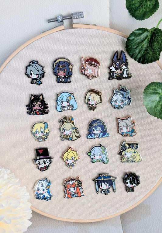 GACHA Genshin Party Chibis - Hard Enamel Pins (SET D)