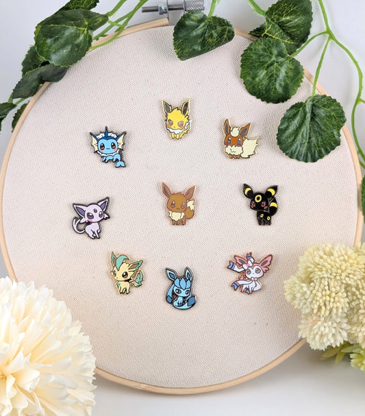 Eeveelutions (Pokemon) Hard Enamel Pins with optional Acrylic Display