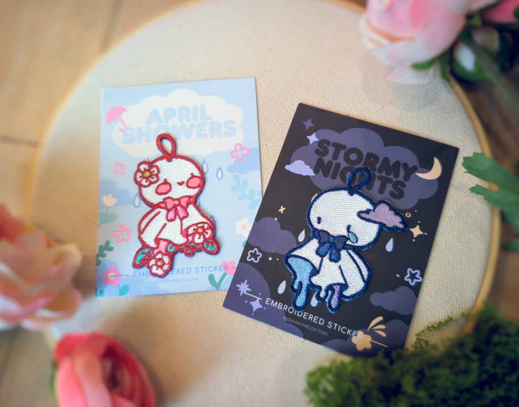 Teru Teru Bozu (April Showers, Stormy Nights) - Mini Embroidered Sticker Patches