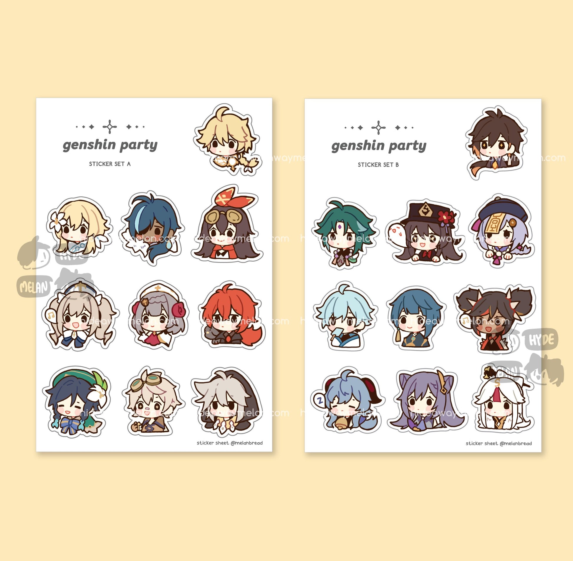 Genshin Party Chibis - Vinyl Sticker Sheets