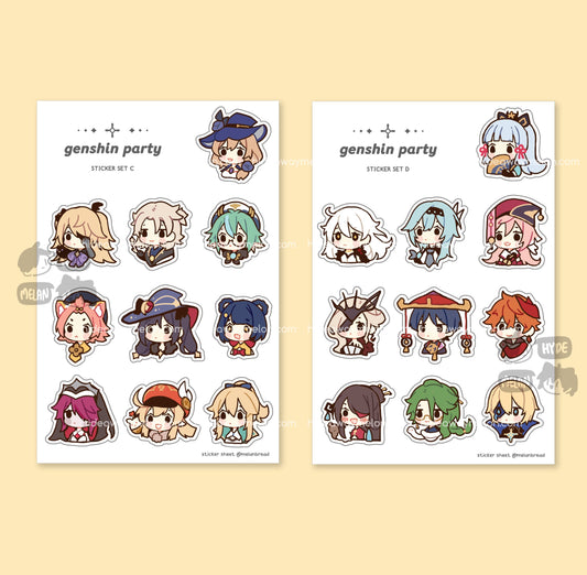 Genshin Party Chibis - Vinyl Sticker Sheets