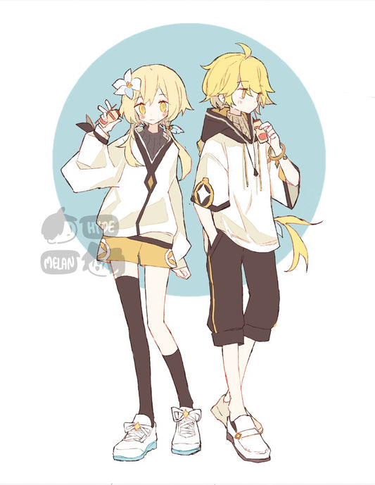 Casual Traveler Twins (Genshin Impact) Aether & Lumine 8.5"x11" Poster Print